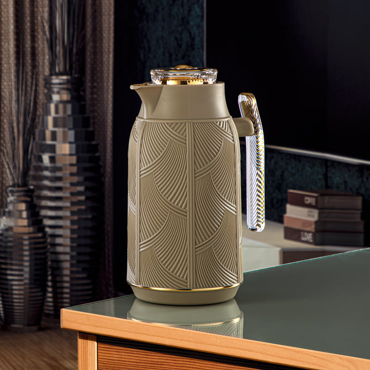 Almarjan 1 Liter Vacuum Flask Khaki & Gold - GT113-100 NRM/G