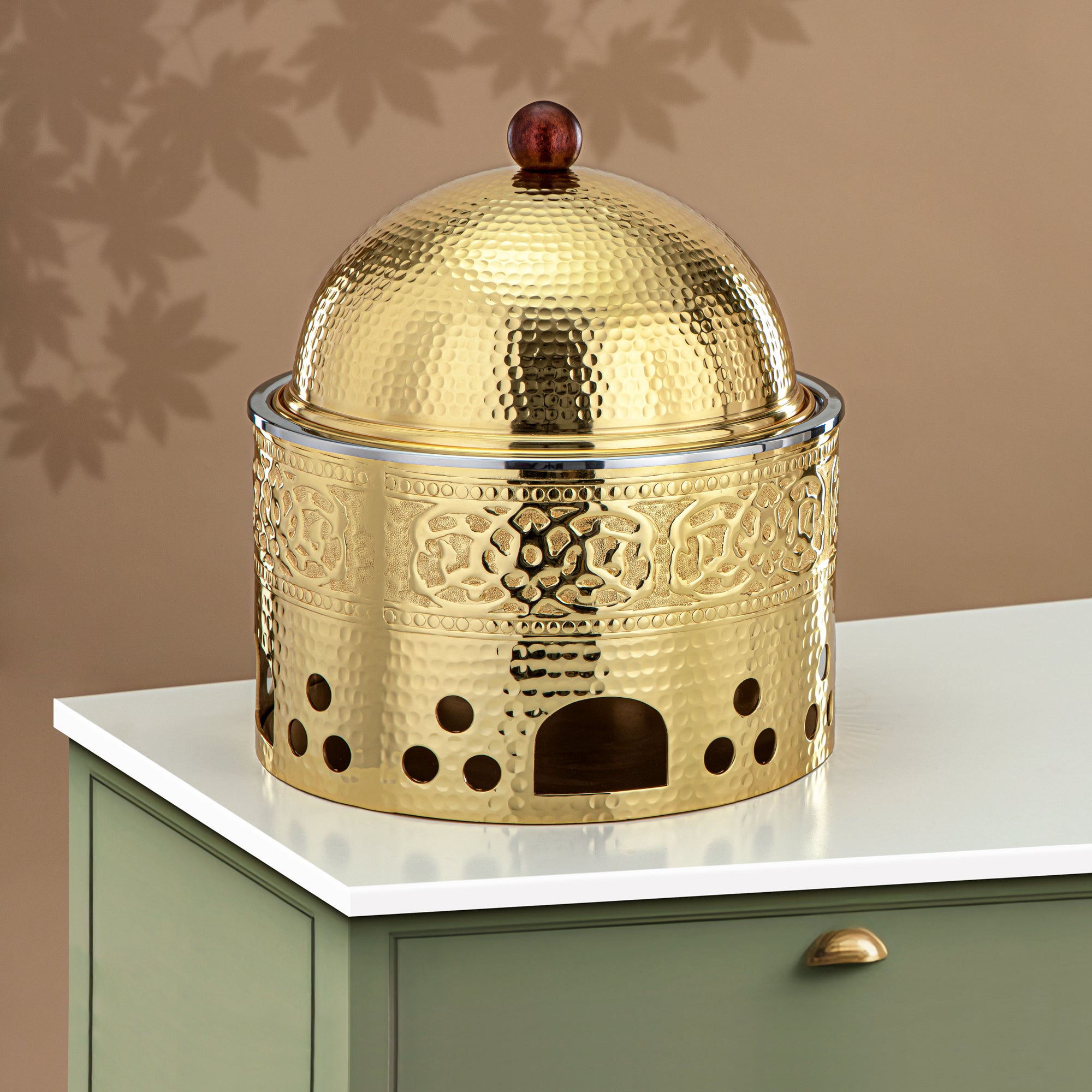 طبق شافينج ألمرجان ستانلس ستيل، 29 سم (3 لترات)، ذهبي (MD-3042 A) - أدوات تقديم أنيقة