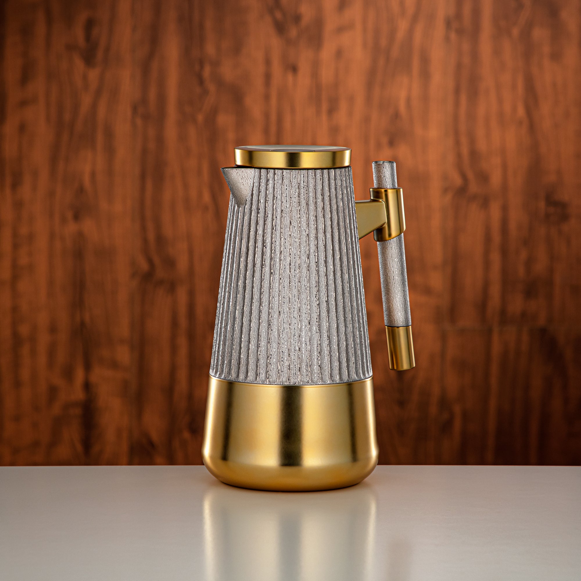 Almarjan Vacuum Flask Set 1L + 1L Matt Nickel & Matt Gold