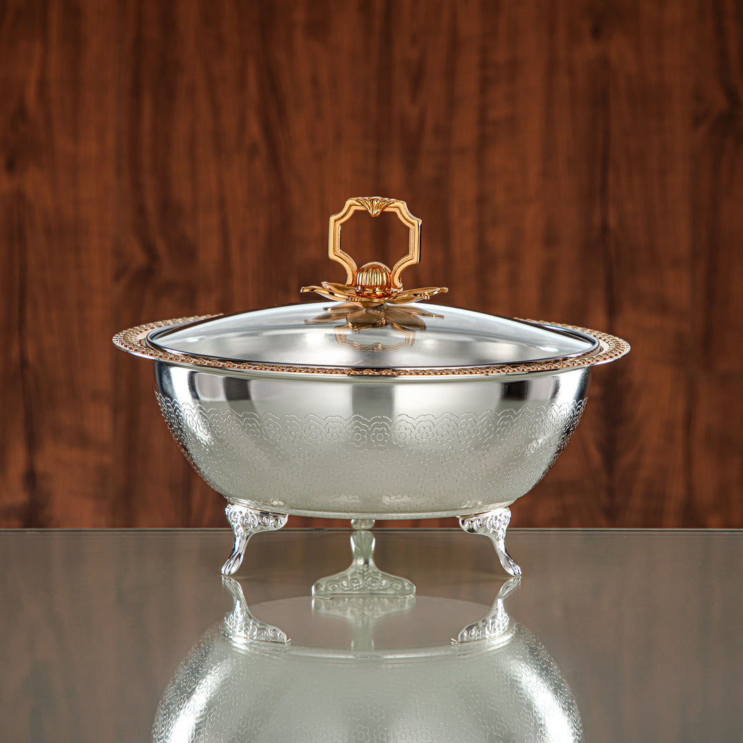 Almarjan Date Bowl 23CM (RBG4432L-SG) - Silver & Golden Glass Cover | Ramadan & Eid