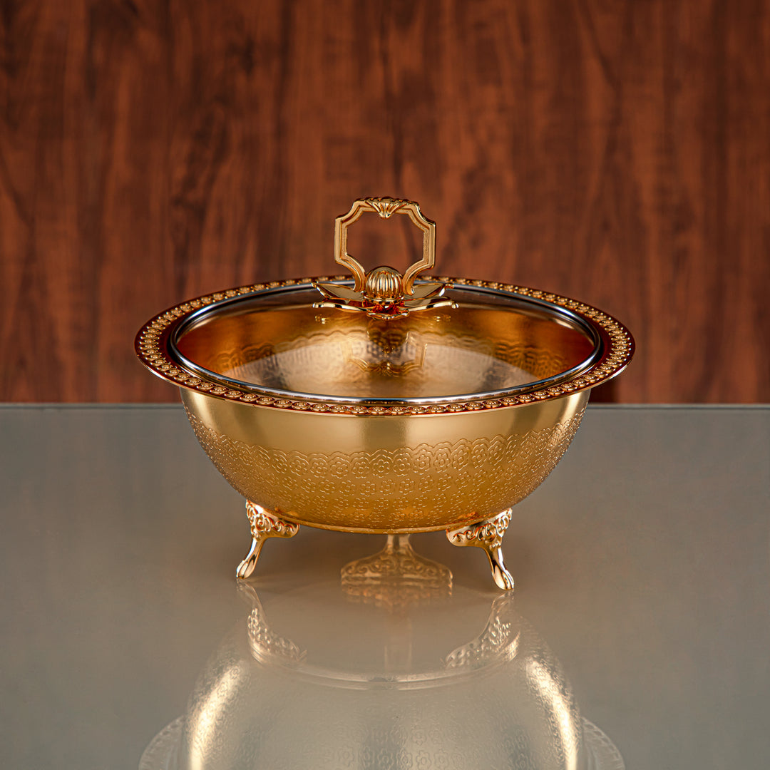 Almarjan Date Bowl 21CM (RBG4432M-G) - Golden Glass Cover | Ramadan & Eid