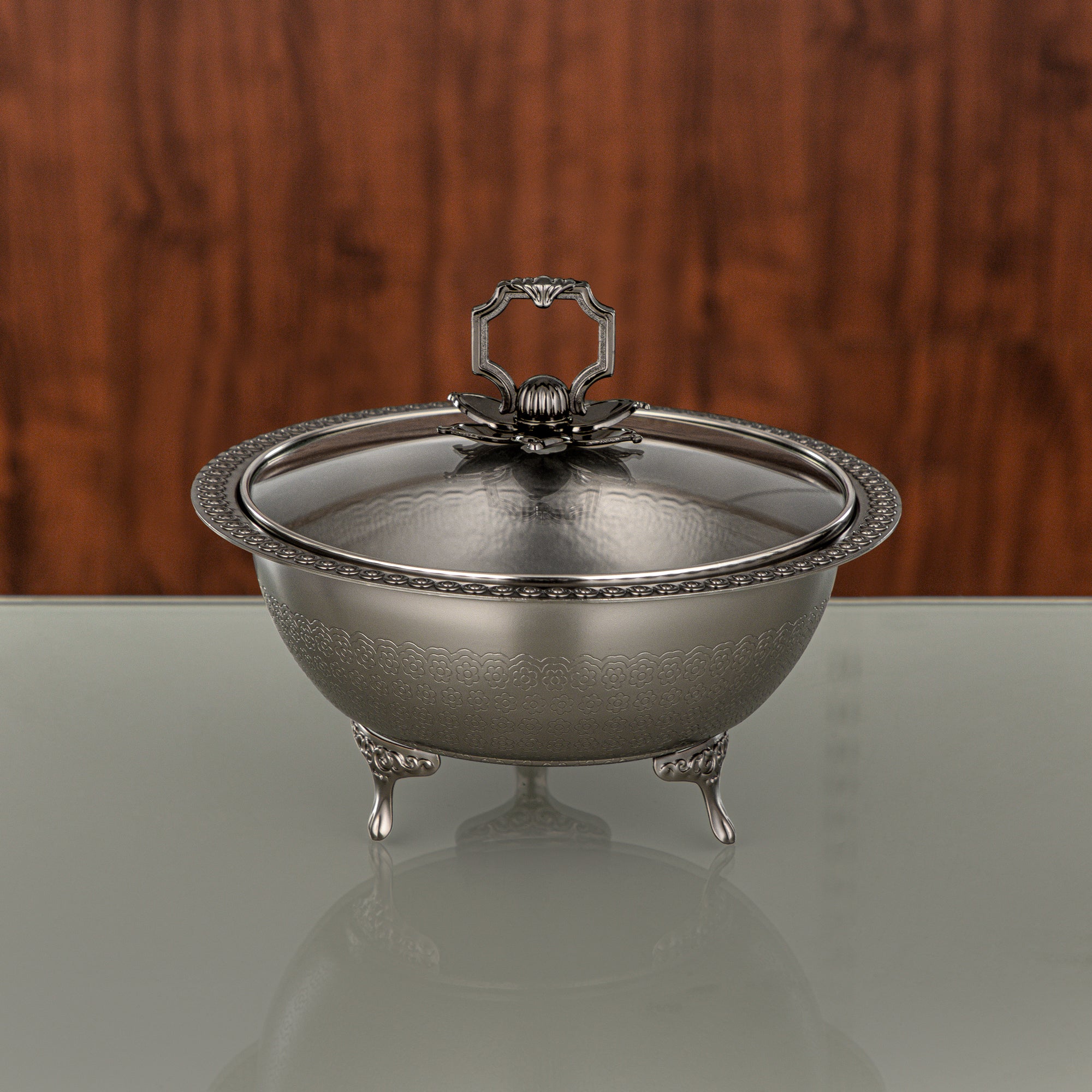 Almarjan Matt Black Date Bowl with Glass Cover – 21 CM