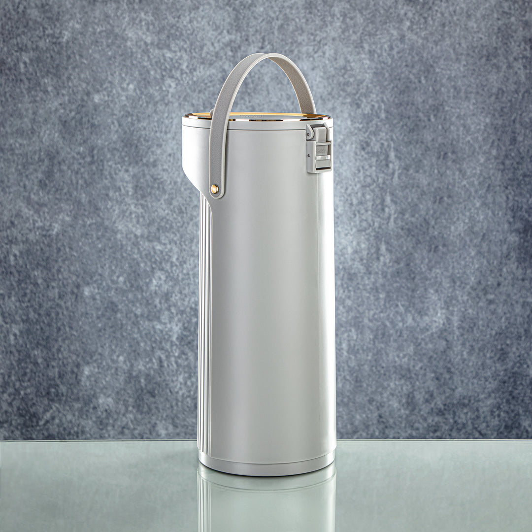 Almarjan 2.2 Liter Pump Vacuum Flask Light Grey & Gold - SM-2417A-220 LG/G