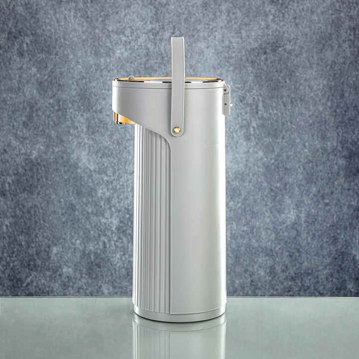 Almarjan 2.2 Liter Pump Vacuum Flask Light Grey & Gold - SM-2417A-220 LG/G