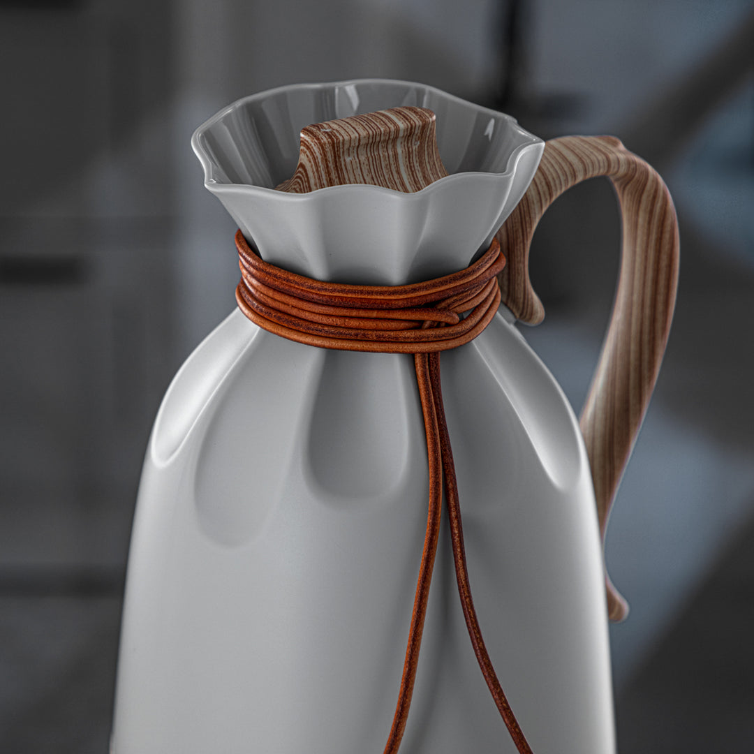 Almarjan 1 Liter Vacuum Flask Soft Grey & Wood - SM-2D932-100 LSG/W