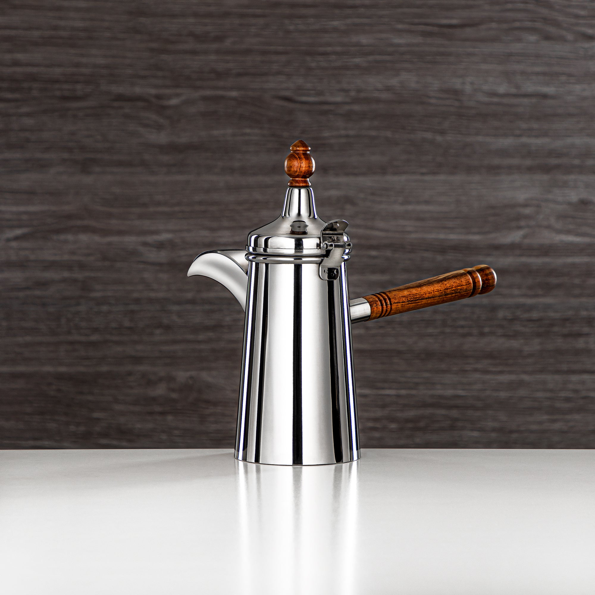 مدفئة قهوة المرجان ستانلس ستيل 18oz – براري (مقبض خشبي)