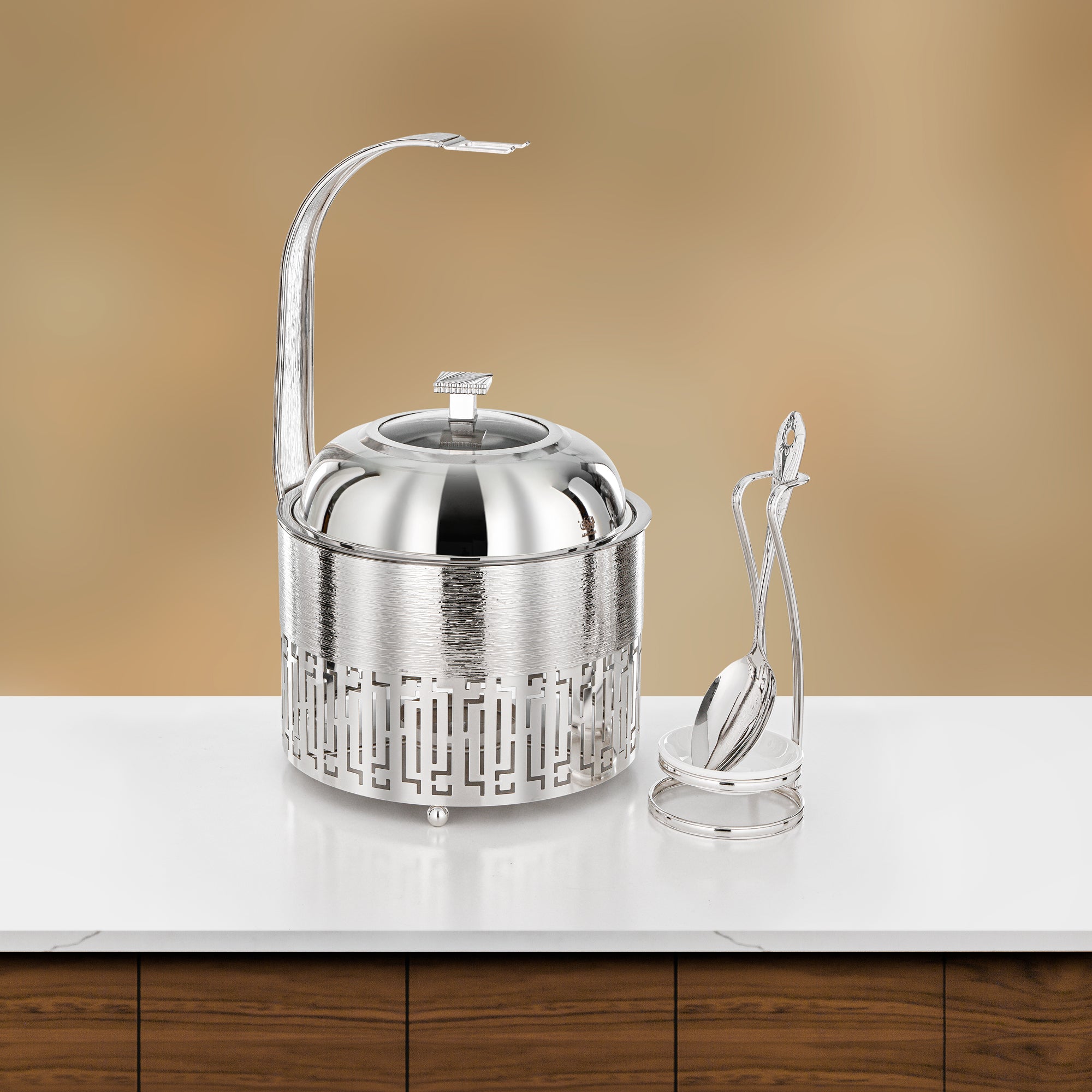 Almarjan 2 Lit Chafing Dish, Brushed Silver