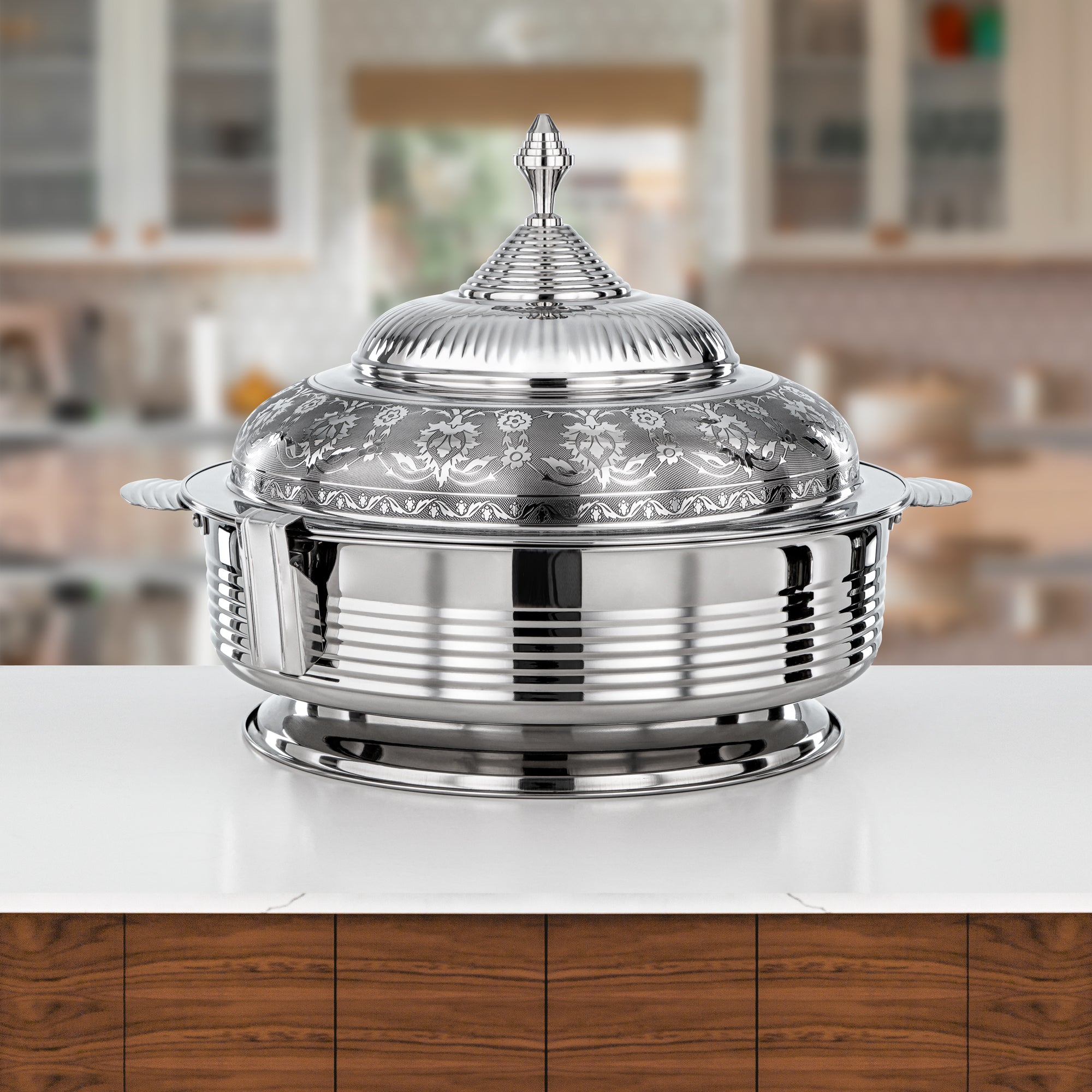 Almarjan Hot Pot Stainless Steel, 40CM (8500ML), Silver (H24EM1) - Tahani Collection, Ramadan Gatherings