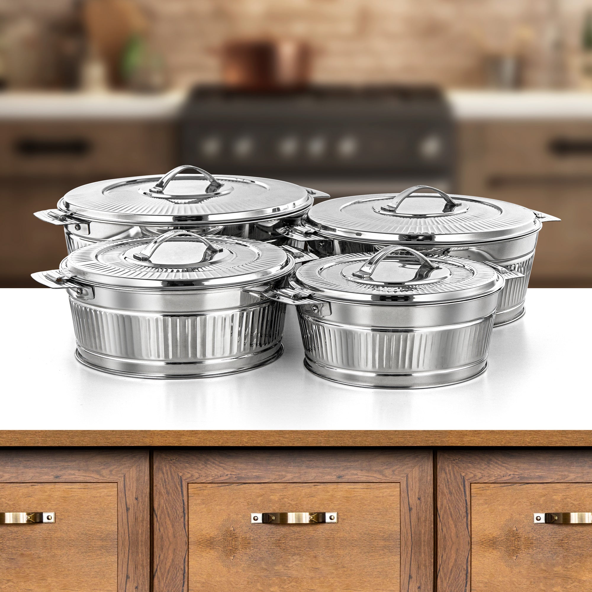Almarjan Hot Pot Set 4 Pieces Silver