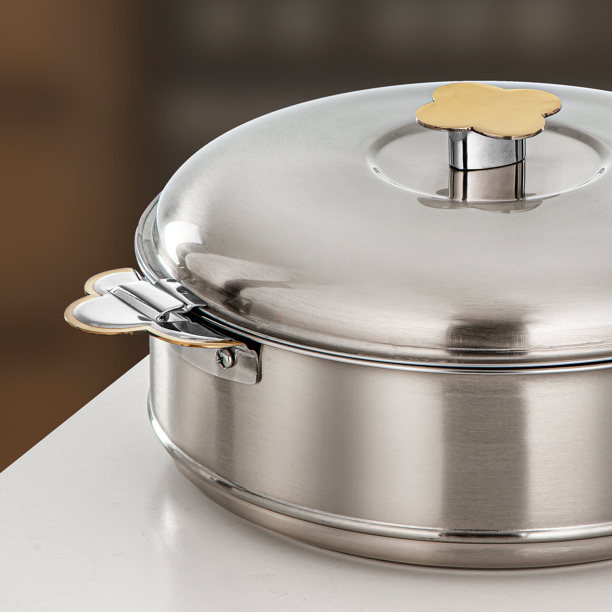 طقم حرارات المرجان فيدا، ٣ قطع، ٣٫٥ لتر، ٥ لتر و٨ لتر، فضي غير لامع وذهبي