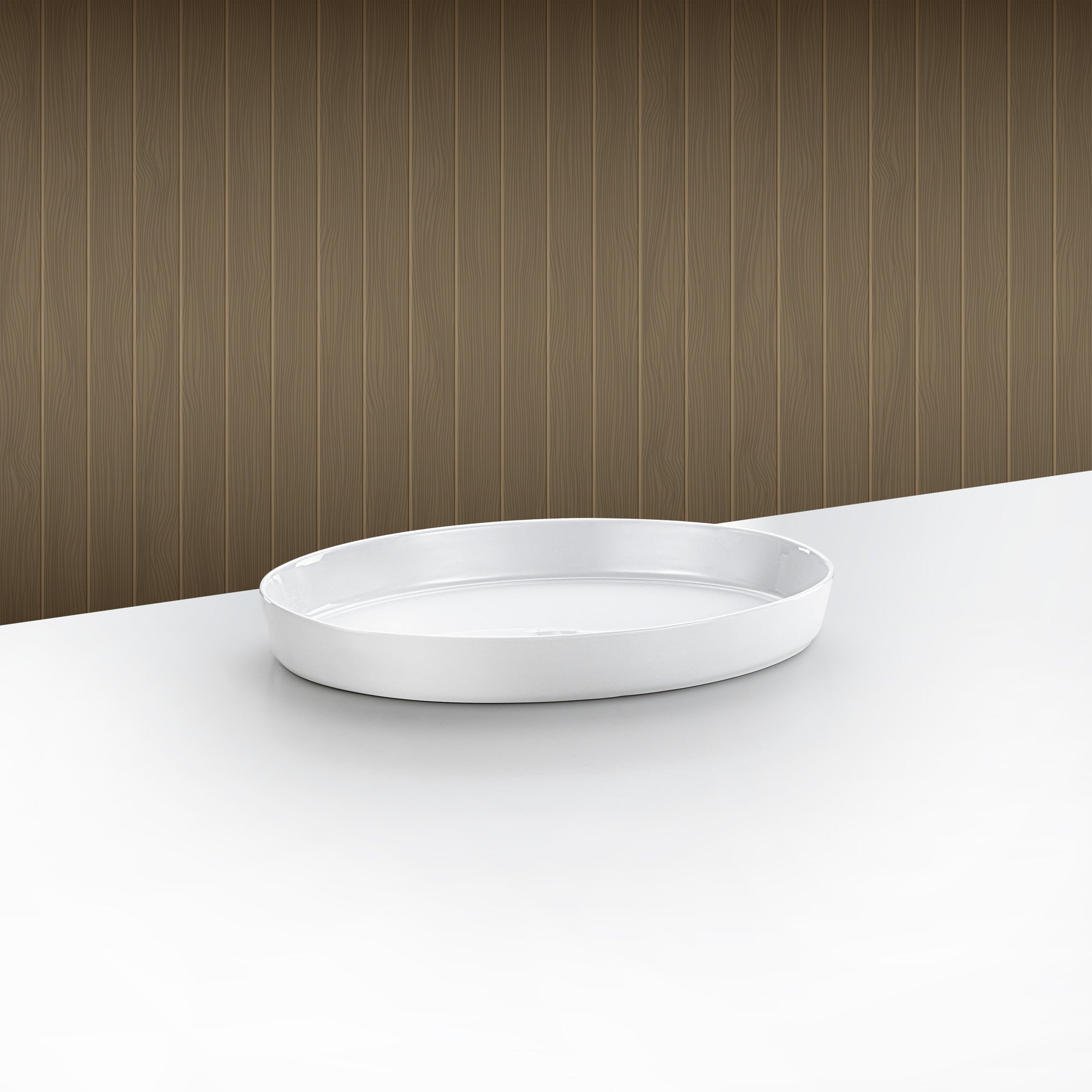 طبق تقديم بيضاوي المرجان 36 سم فضي وأبيض