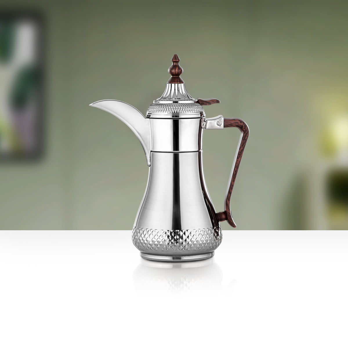 Almarjan Vacuum Flask 0.35L, Silver & Dark Wood