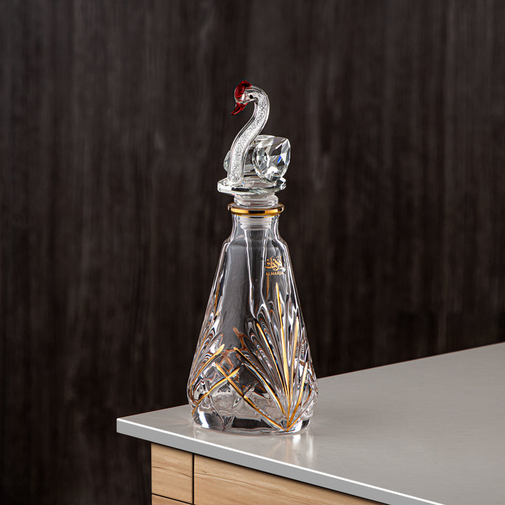 Almarjan Perfume Bottle 200ML (VR-D30-4-Golden) - Glass with Swan Knob | Swan Collection