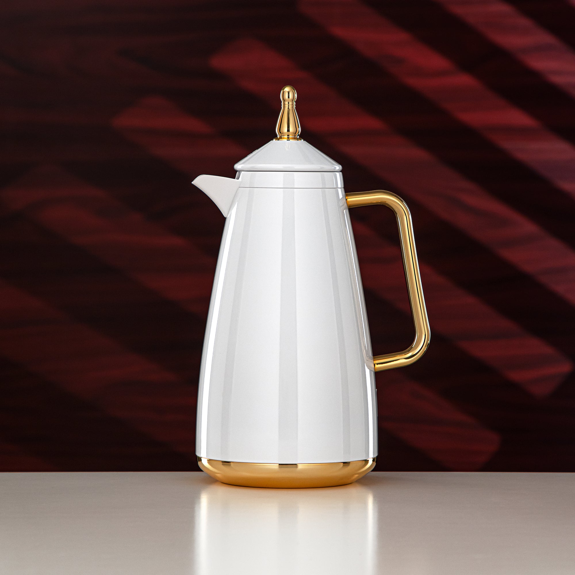 Almarjan Vacuum Flask Set 1L + 1L White & Gold