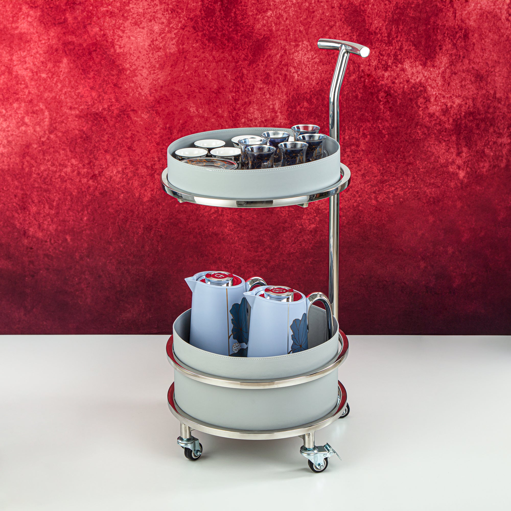 Almarjan 21 Pieces Tea Set With Trolley - YHMA-10