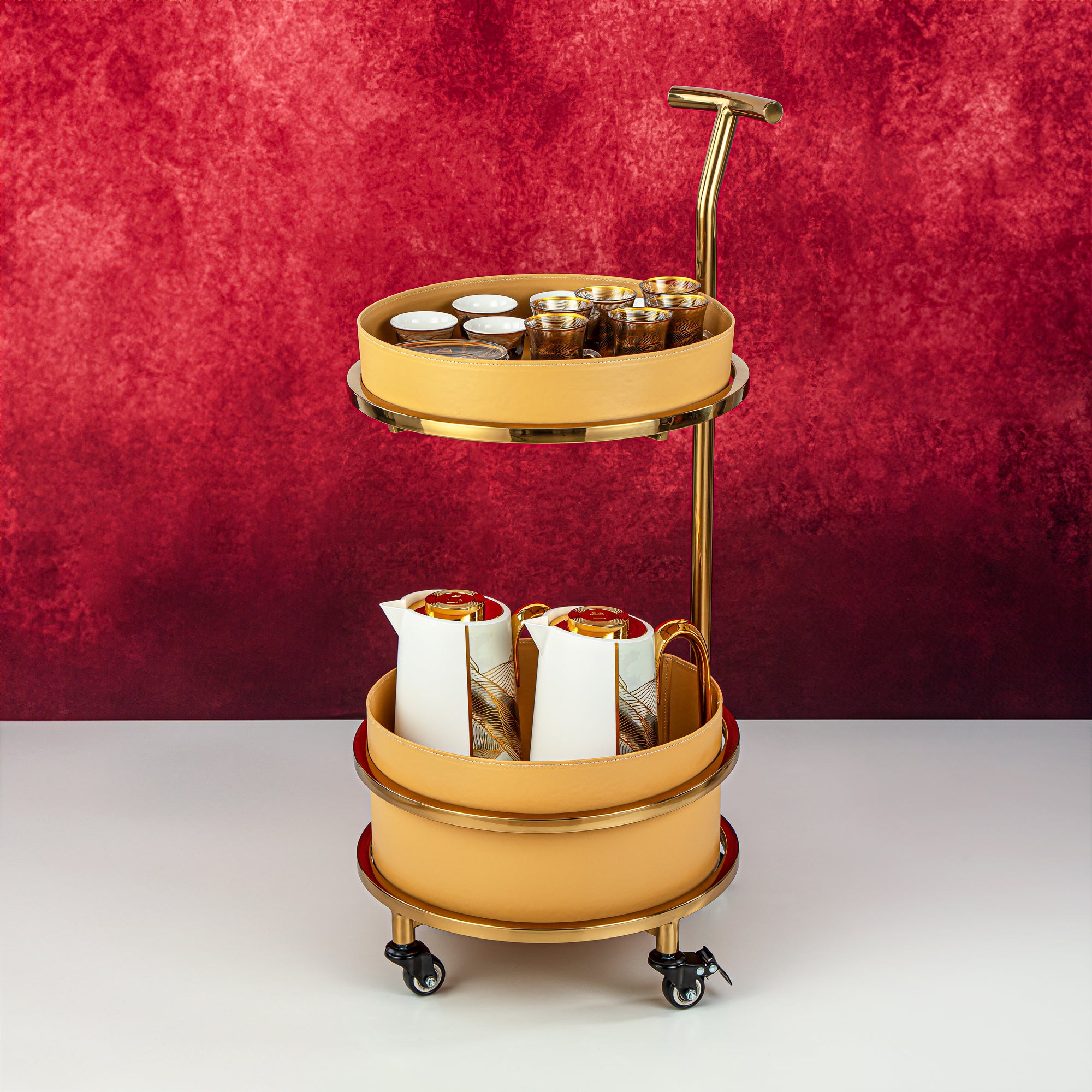 Almarjan 21 Pieces Tea Set With Trolley - YHMA-3