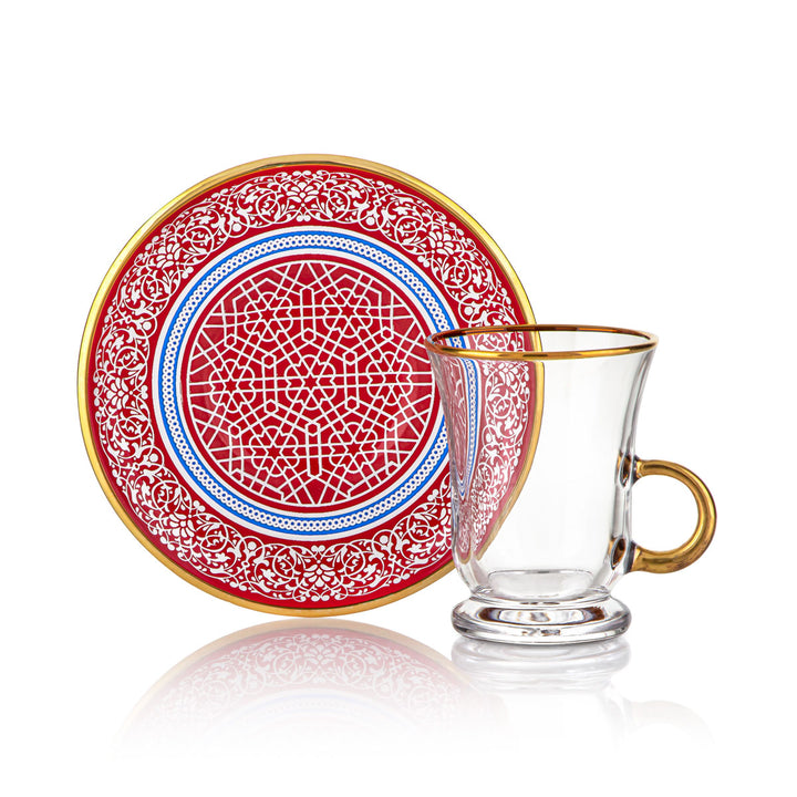 Almarjan 6 Pieces Baran Collection Glass Tea Cups - 87112