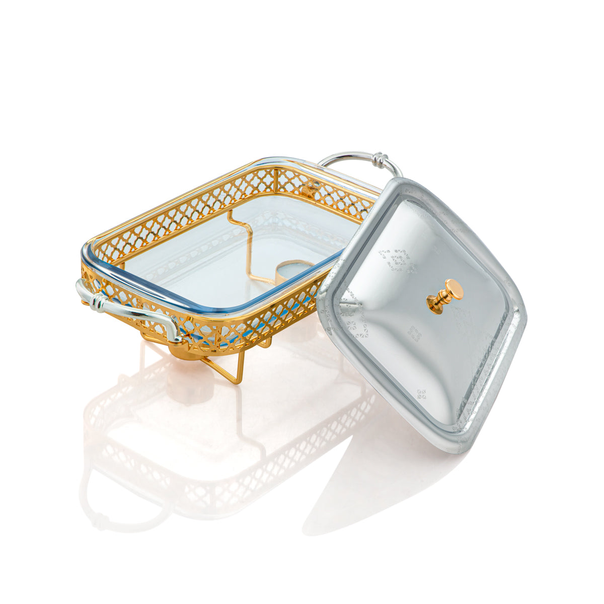 Almarjan Rectangle Food Warmer Silver & Gold - HT211026