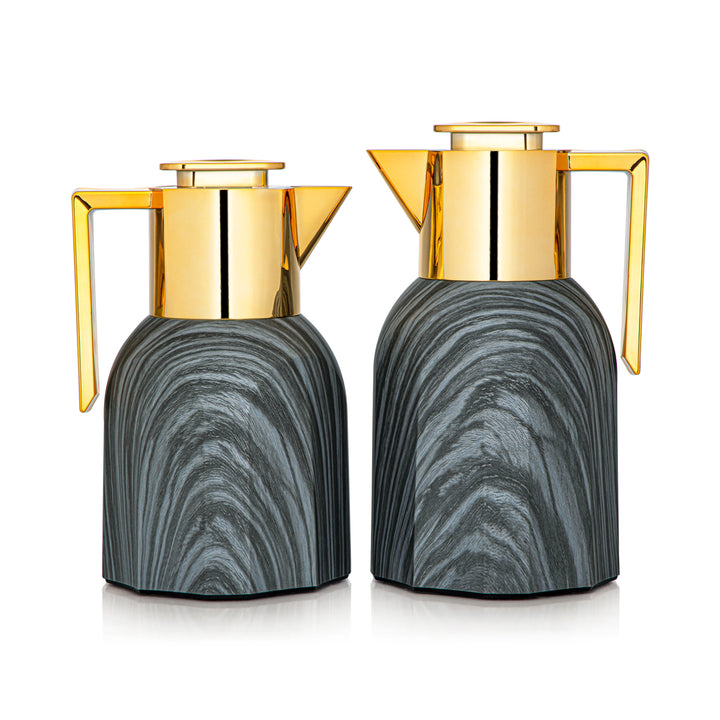 Almarjan 2 Pieces Vacuum Flask Set Grey Marble & Gold - MAG-MGW