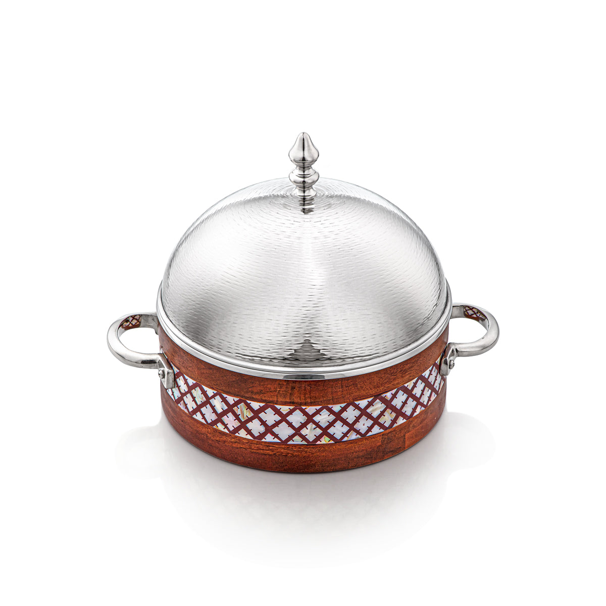 Almarjan 25 CM Stainless Steel Hot Pot Wood & Silver - MD-2925D-G