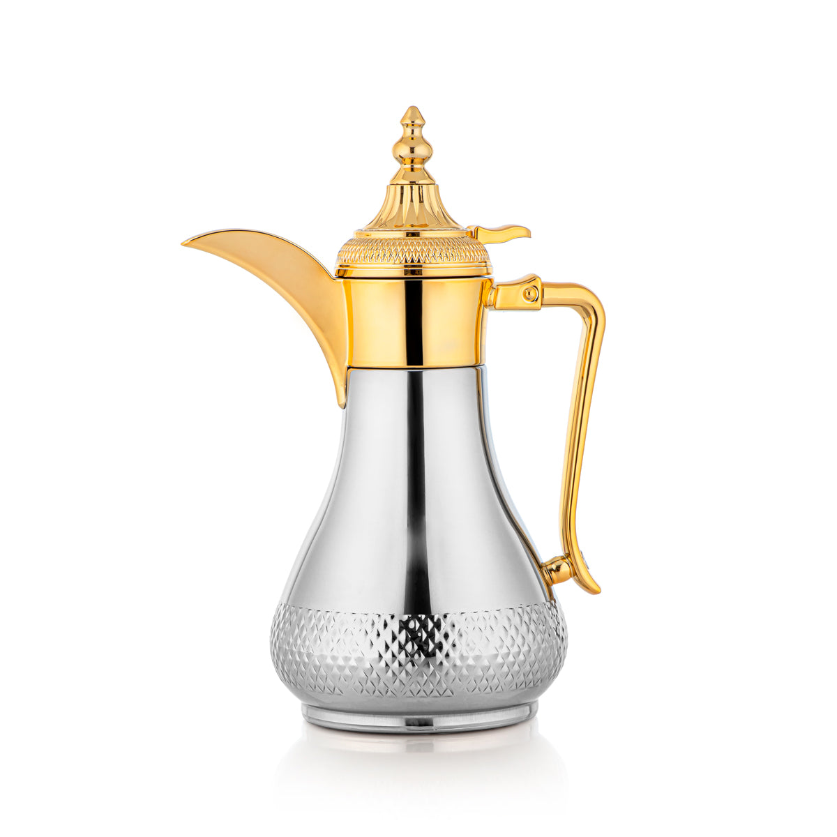 Almarjan 0.6 Liter Stainless Steel Vacuum Dallah Silver & Gold- SWD/D-060-CRG