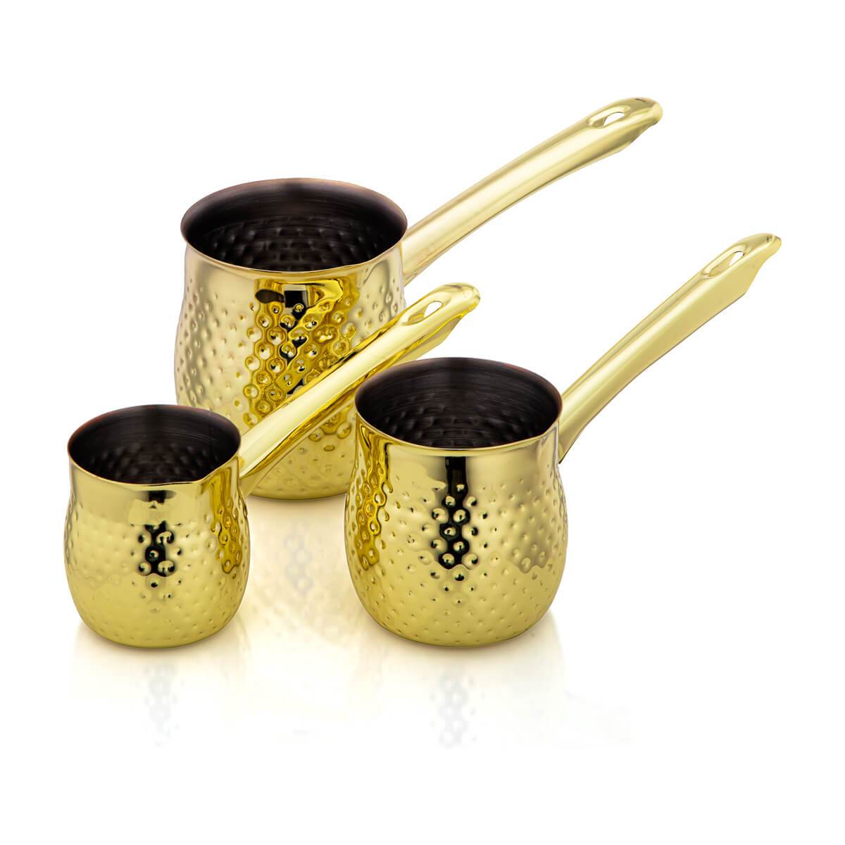 Almarjan 3 Pieces Stainless Steel Hammered Coffee Warmer Set Gold - STS0010674