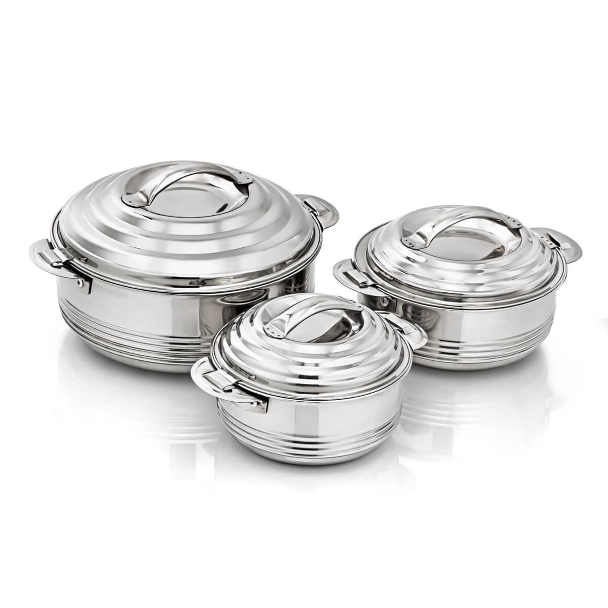 Almarjan 3 Pieces Casa Collection Stainless Steel Hot Pot Silver - STS0290261